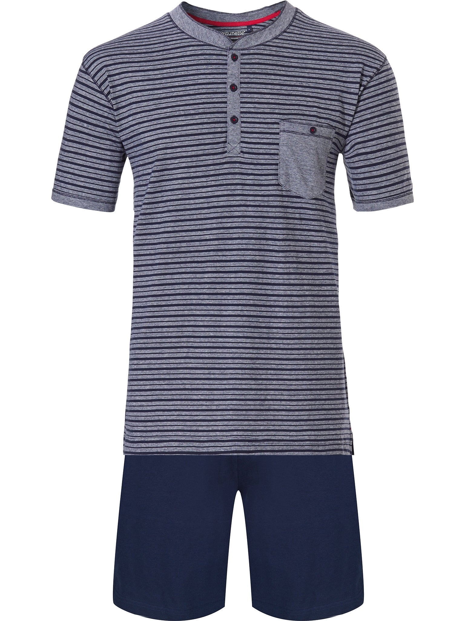 pastunette-shortama-shorty-pyjama-dunkelblau-gestreift-baumwolle image 1