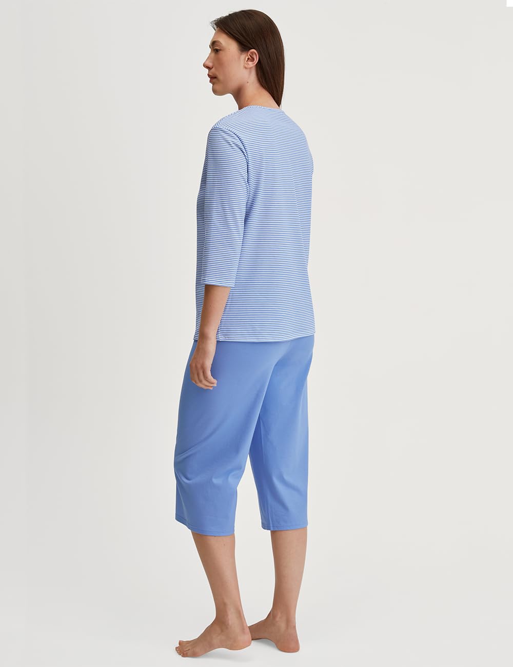 calida-lovely-nights-3-4-pyjama-damen-cascade-blue-baumwolle image 4