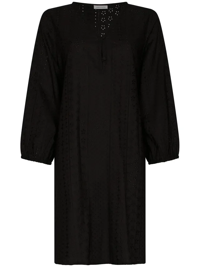 pastunette-noir-kleid-schwarz-baumwolle-blumenstickerei image 1