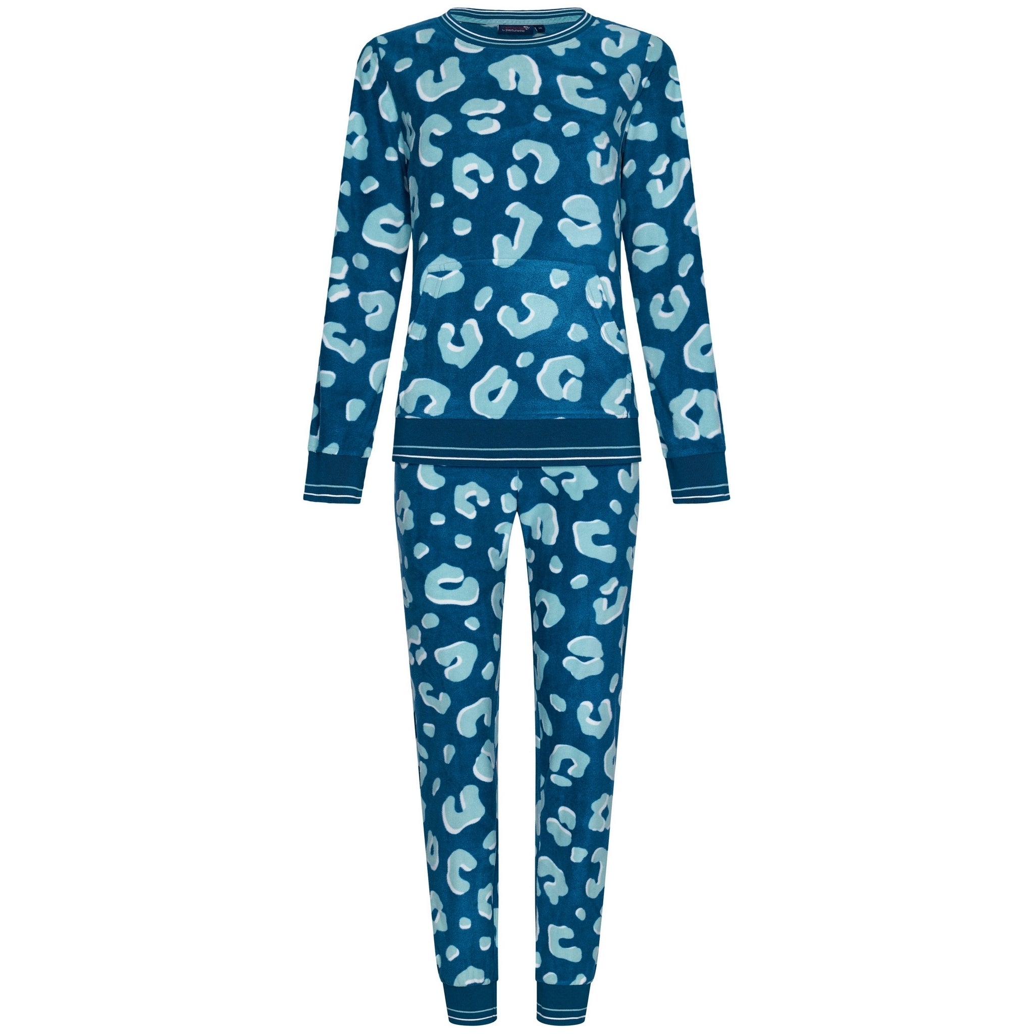 pastunette-rebelle-wild-dreams-pyjama-t-rkis-leopard-fleece image 1