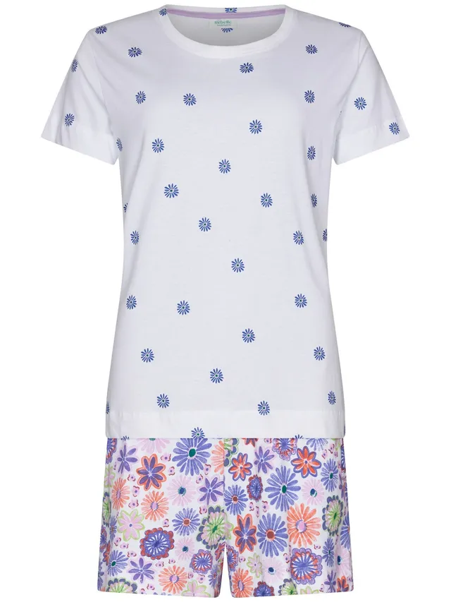 myrebelle-waterflower-shorty-pyjama-wei-bio-blumenprint image 1