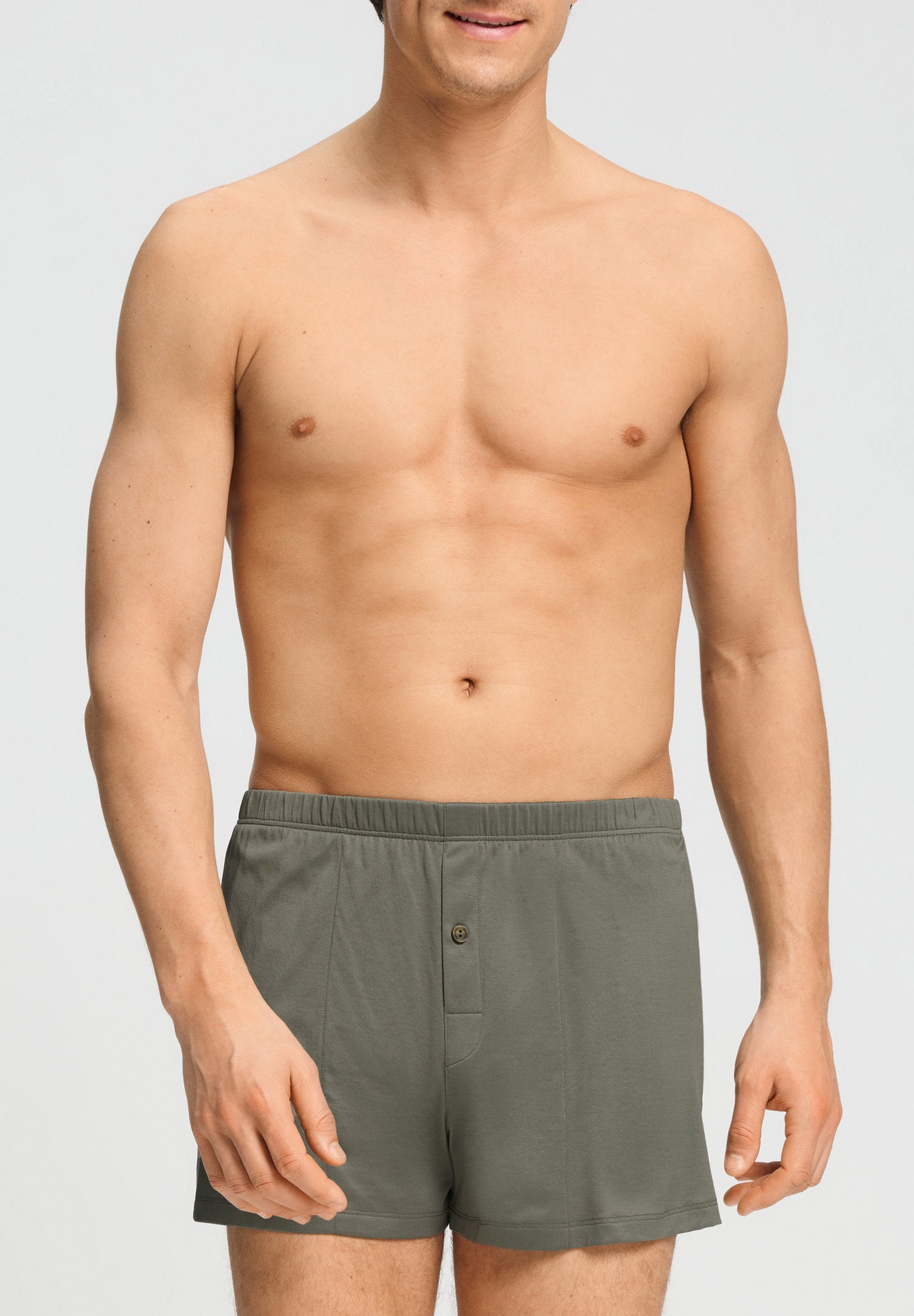 hanro-cotton-sporty-boxer-smokey-olive-herren-baumwolle image 2