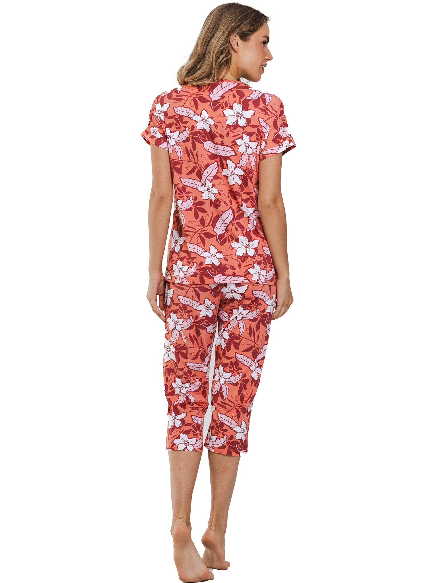 pastunette-coral-breeze-pyjama-orange-bambus-blumenprint image 3