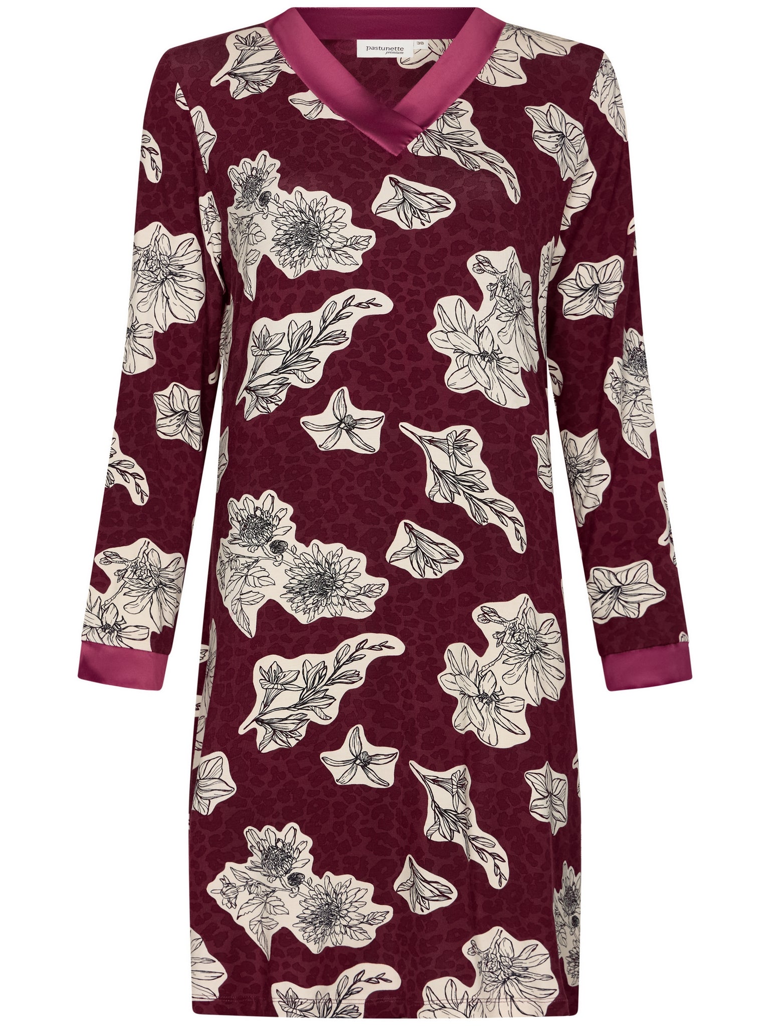 pastunette-premium-burgundy-dream-nachthemd-rot-blume image 1