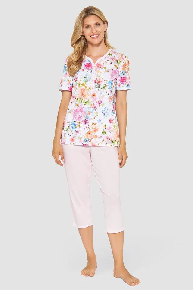 r-sch-be-happy-pyjama-3-4-kurzarm-bl-tenprint-rosa image 1