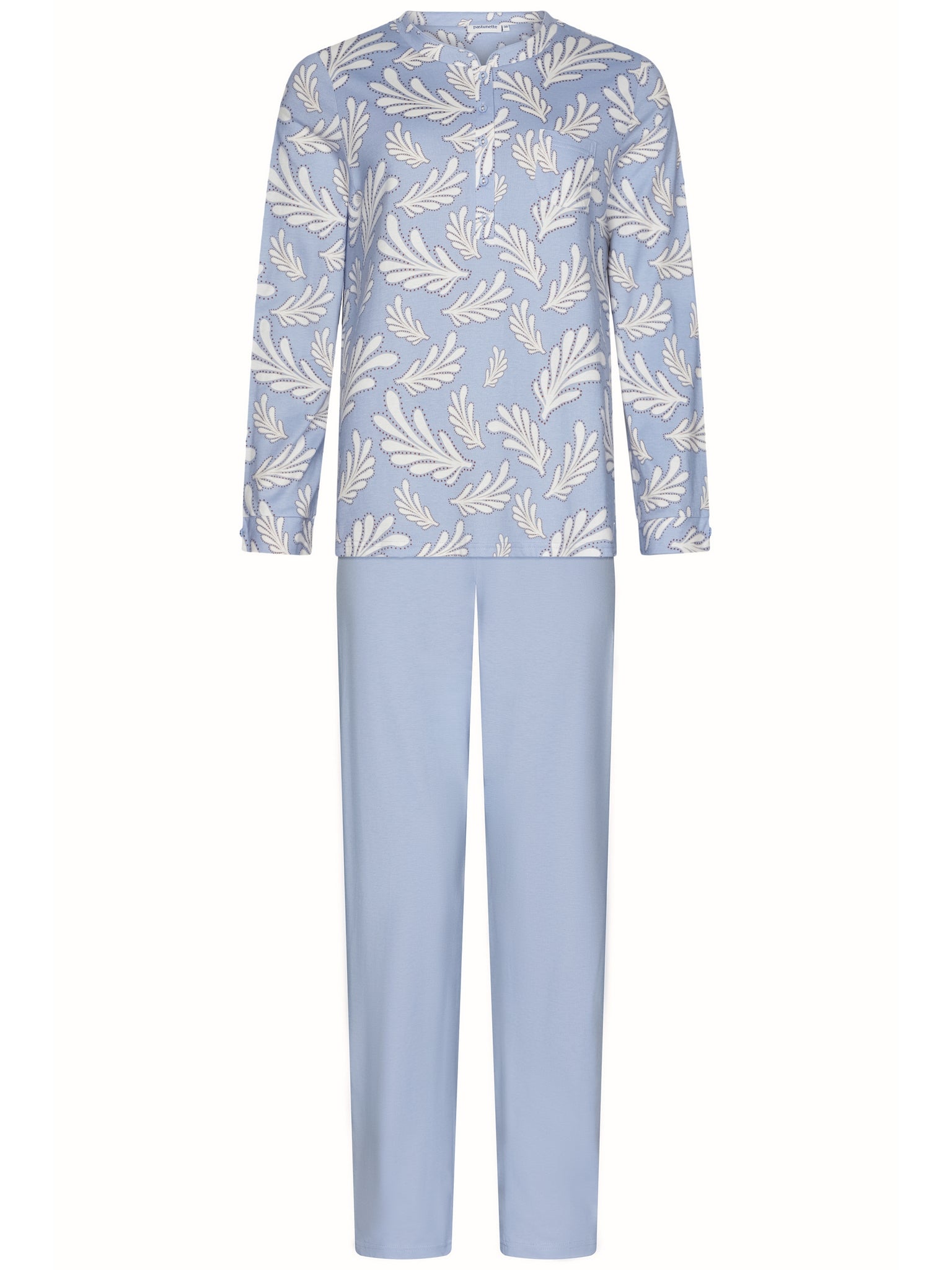 pastunette-tender-pyjama-blau-bl-tter-100-baumwolle image 1