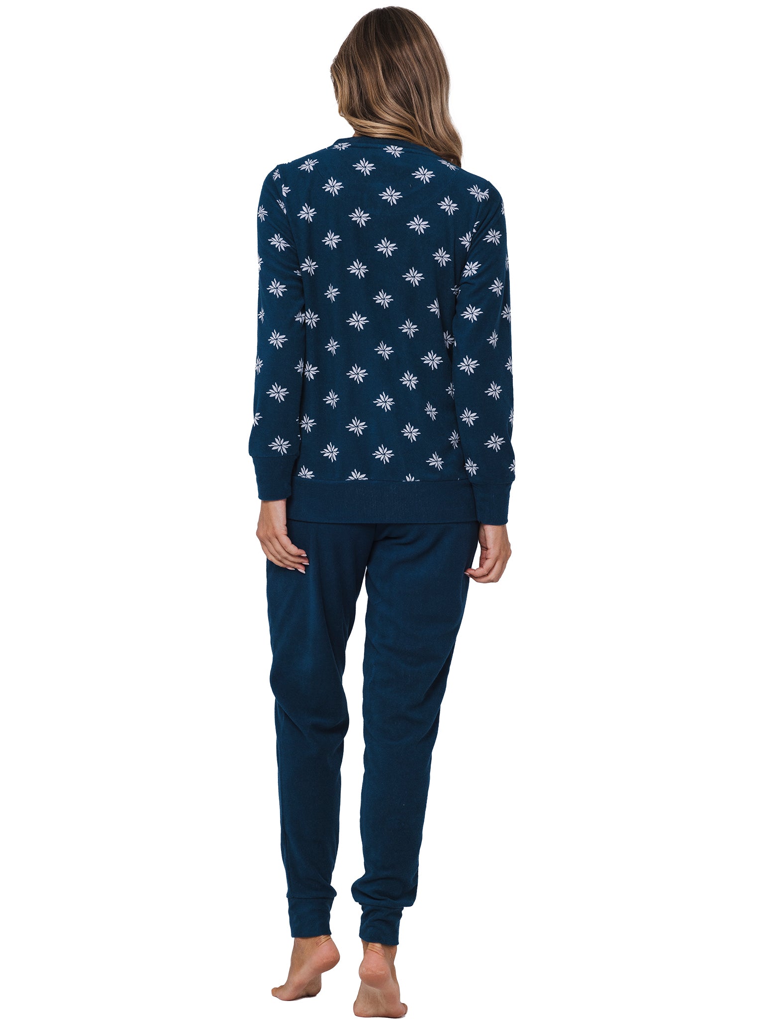 pastunette-moonlite-pyjama-dunkelblau-blumen-frottee image 4