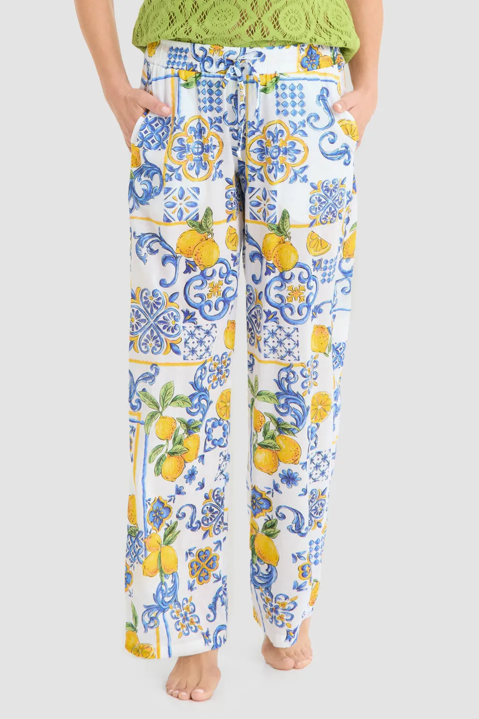 r-sch-be-happy-strandhose-lang-zitronendruck-baumwolle-mehrfarbig image 1