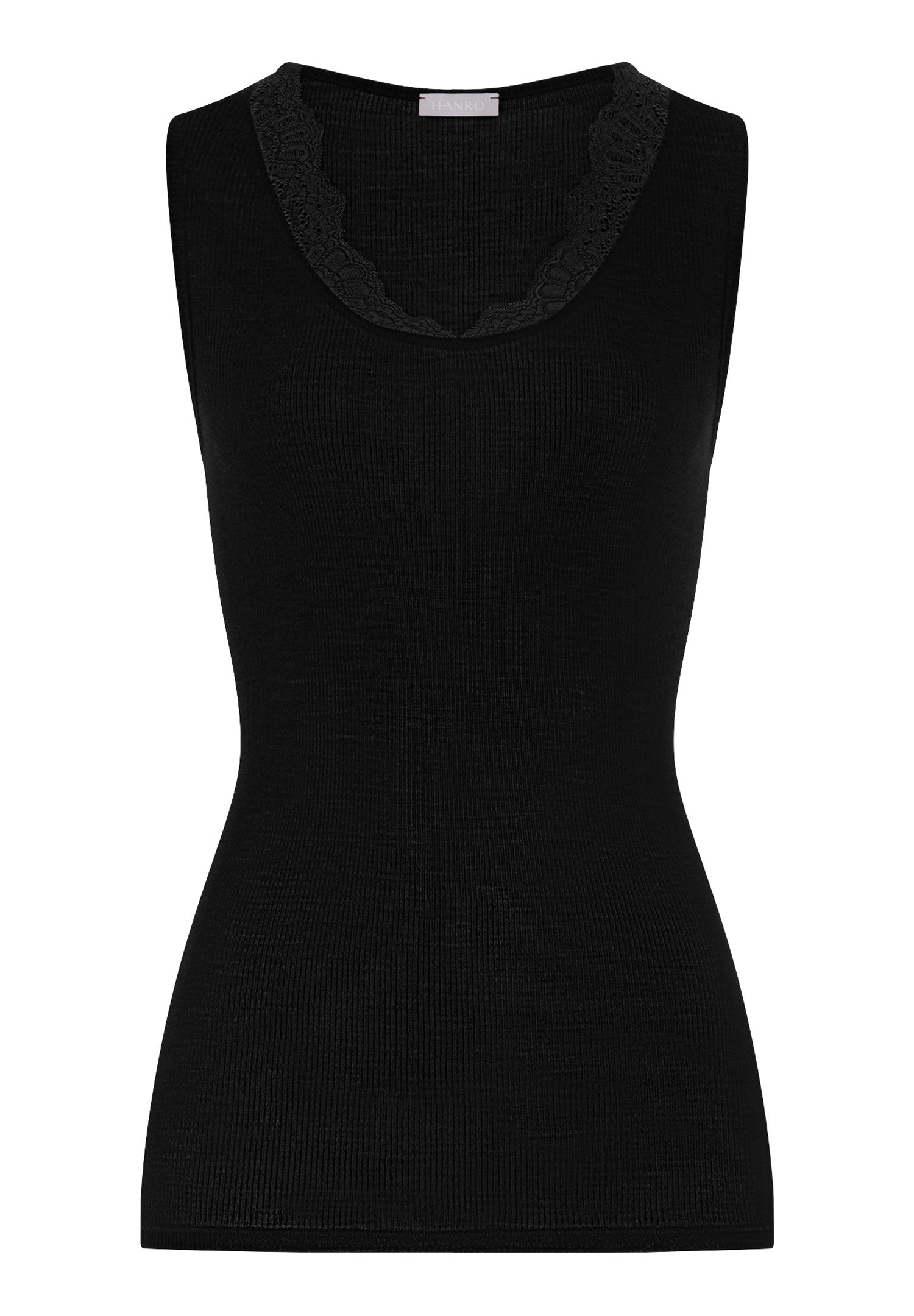 hanro-woolen-lace-tank-top-top-schwarz-spitze-merinowolle image 1