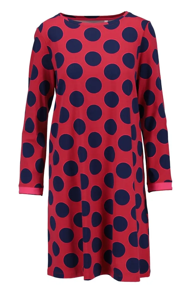 ringella-sleepshirt-nachthemd-langarm-polka-dots-burgund-navy image 1