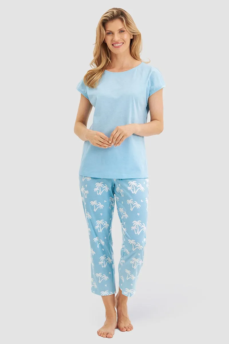 r-sch-be-happy-palmendruck-7-8-pyjama-blau-baumwolle image 1