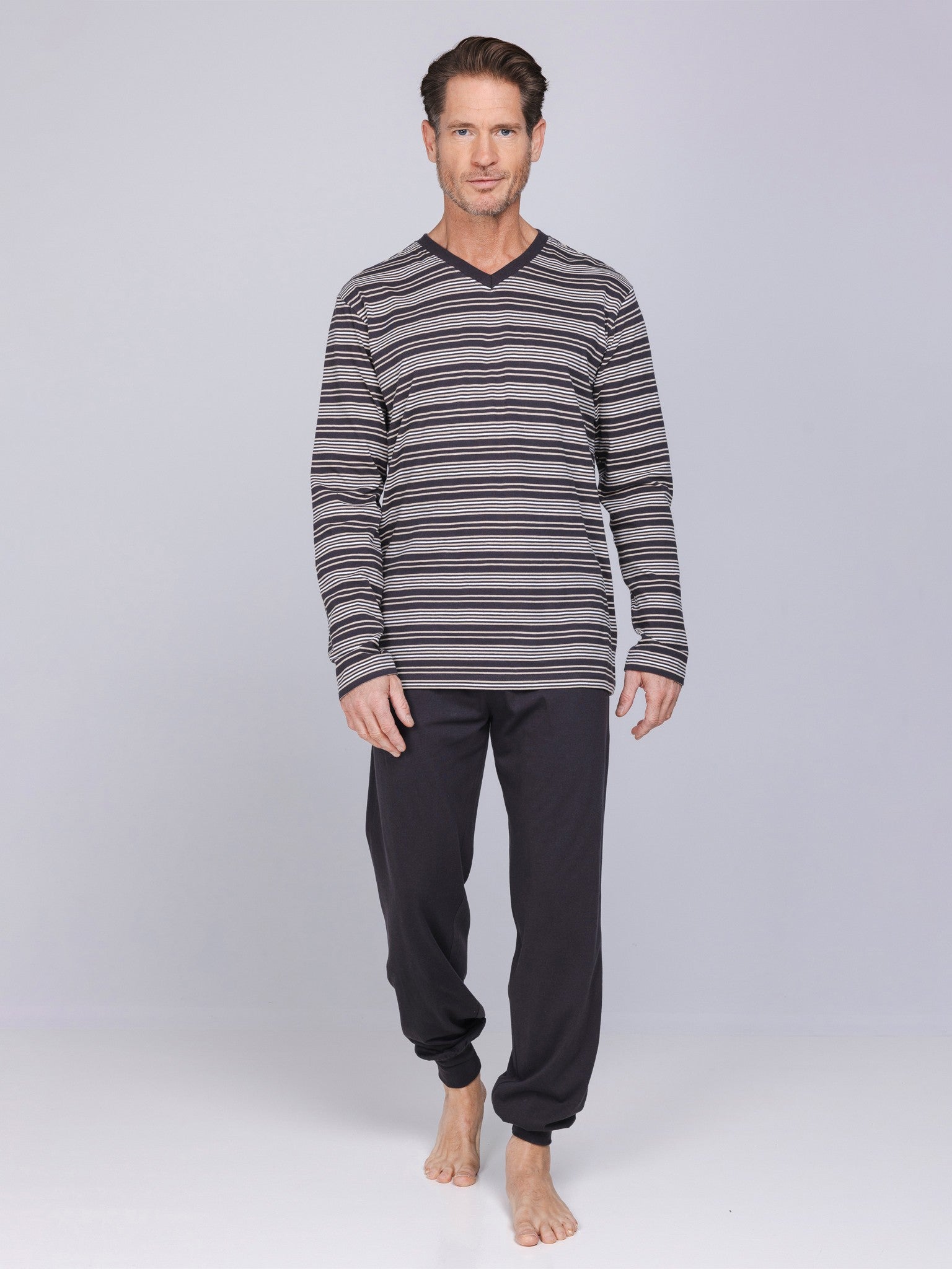 pastunette-urban-essence-herrenpyjama-braun-baumwolle image 3