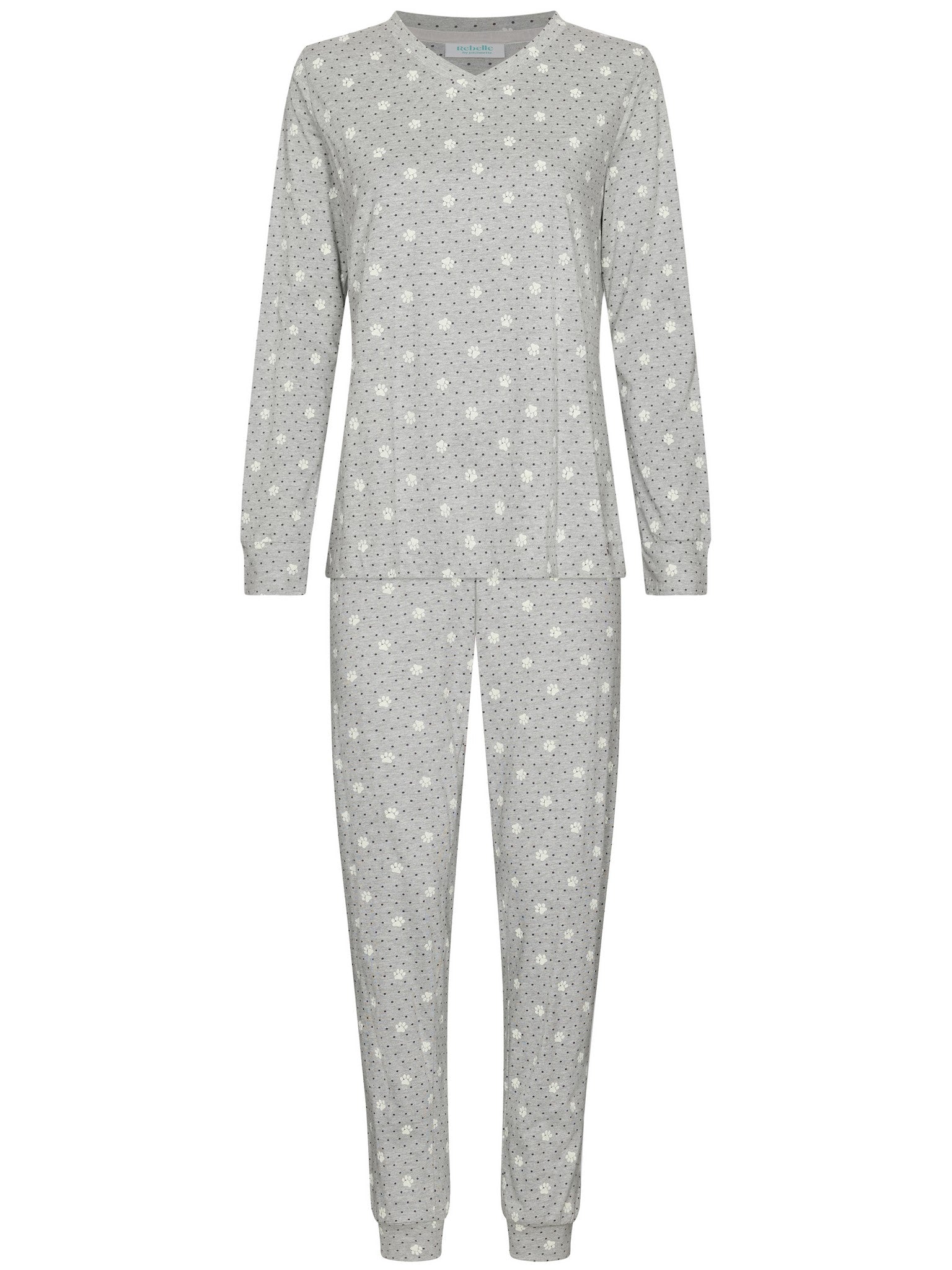 myrebelle-furry-friend-pyjama-grau-pfoten-bio-baumwolle image 1