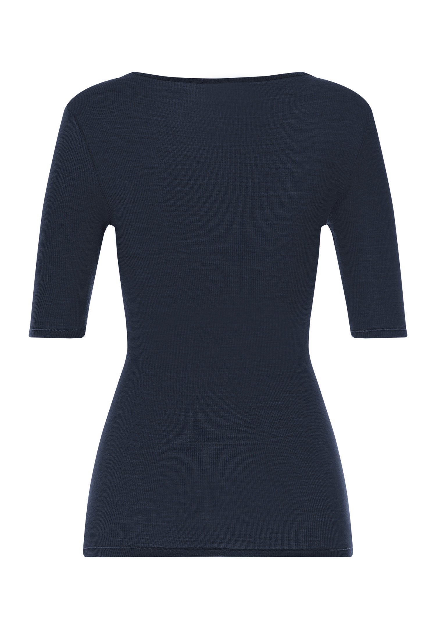 hanro-woolen-lace-kurzarmshirt-damen-deep-navy-merinowolle image 3