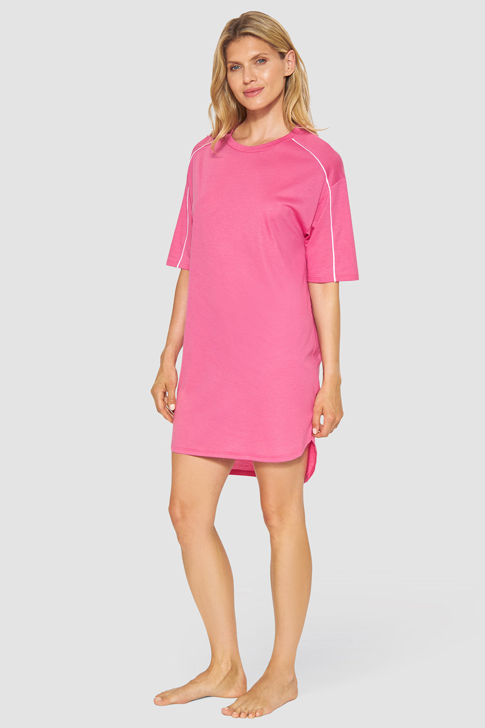 r-sch-be-happy-nachthemd-knielang-pink-mit-paspel image 1