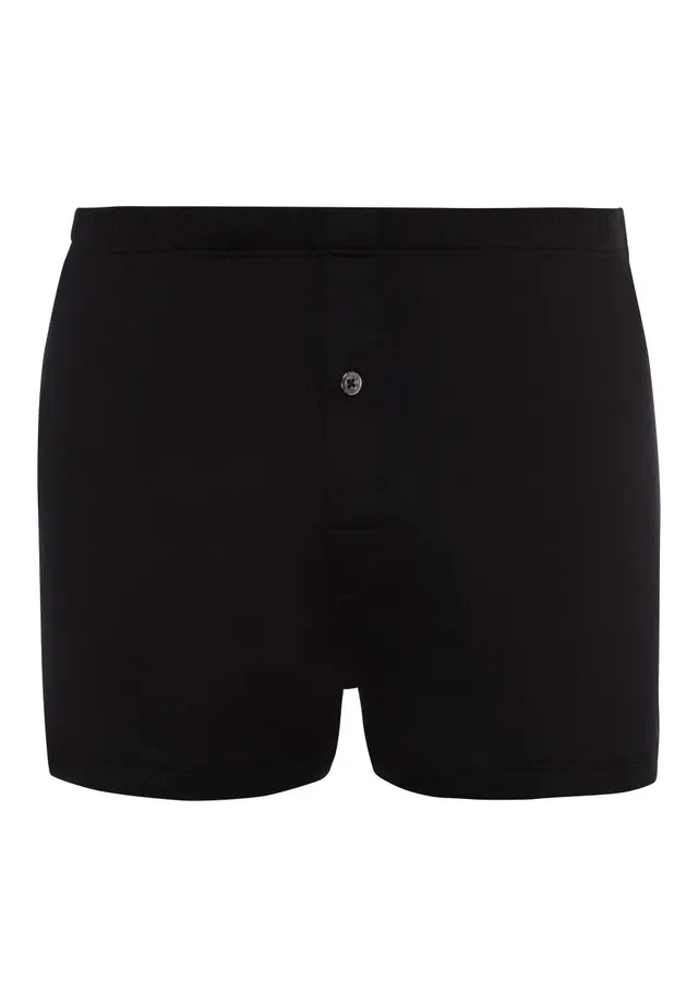 hanro-sea-island-cotton-boxers-schwarz-mit-eingriff-baumwolle image 1
