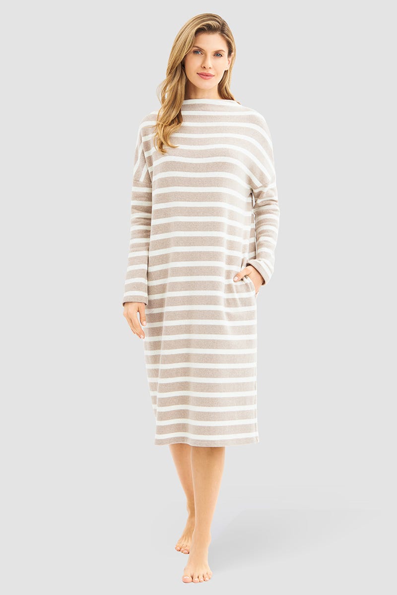 r-sch-be-happy-hauskleid-midi-braun-baumwolle-langarm image 1