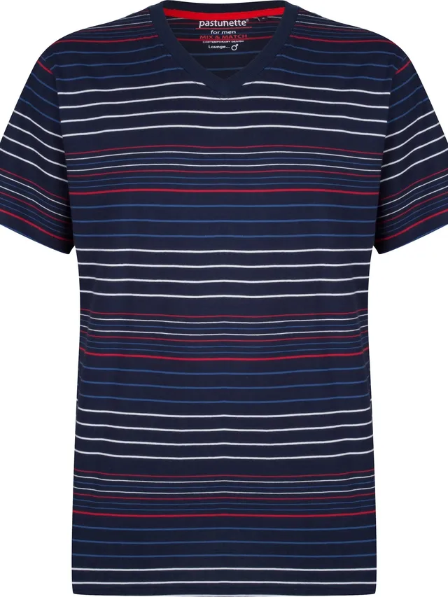 pastunette-noos-pyjamaoberteil-blau-gestreift-baumwolle image 1