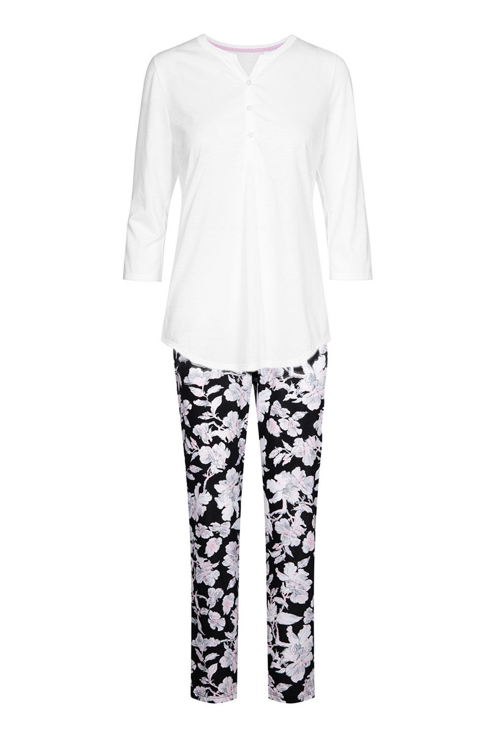 r-sch-be-happy-pyjama-lang-knopfleiste-schwarz-blumenhose image 2