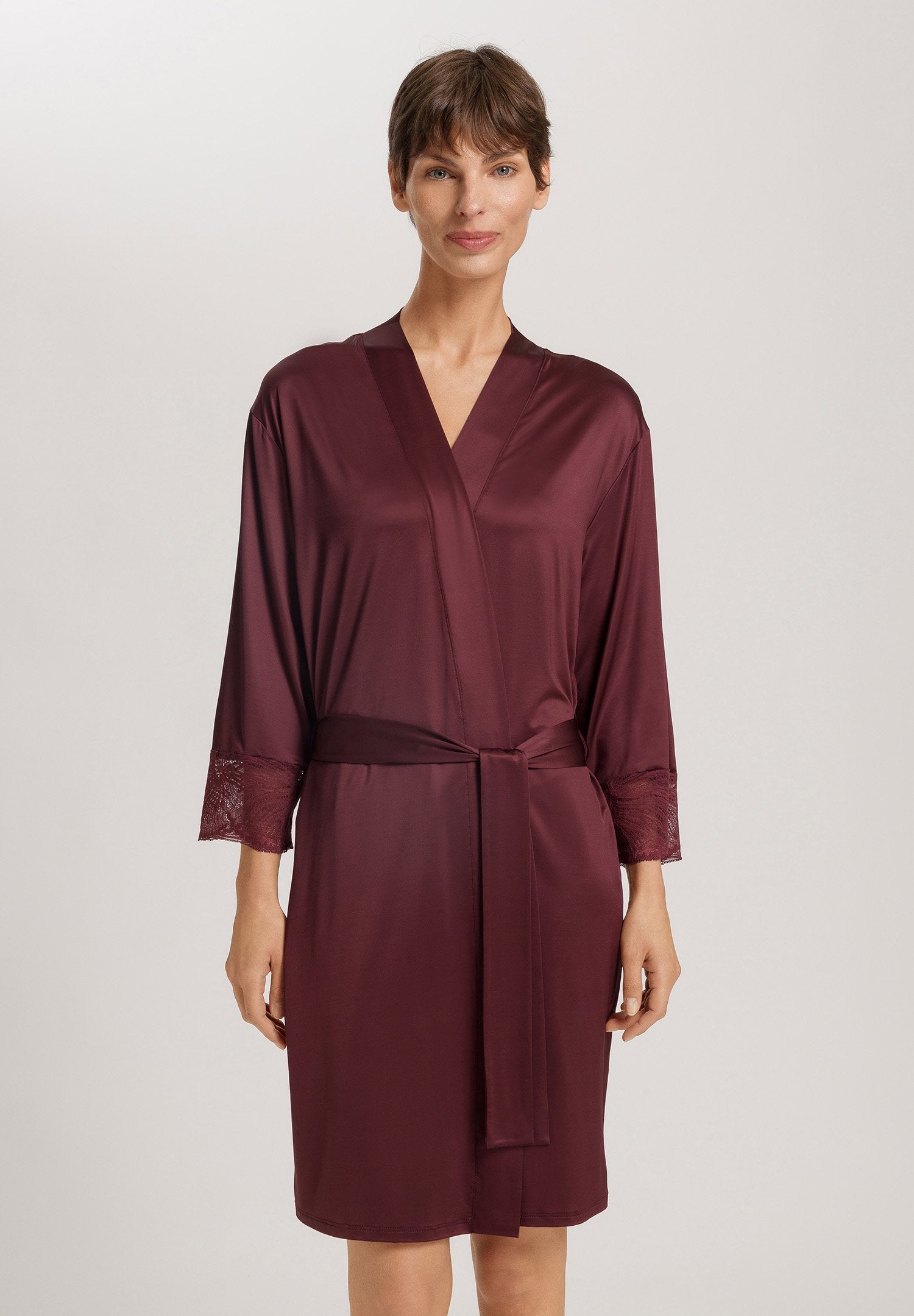 hanro-lilith-kimono-morgenmantel-vivid-brown-spitze image 2