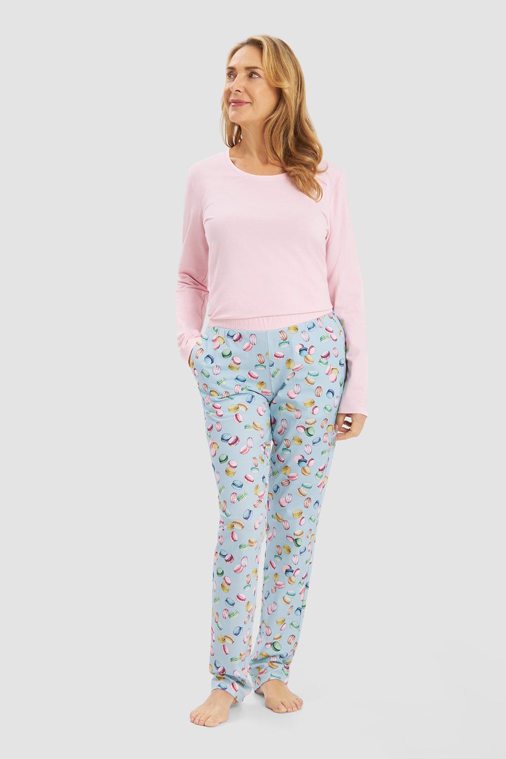 r-sch-be-happy-pyjamahose-lang-t-rkis-macaron-druck image 4