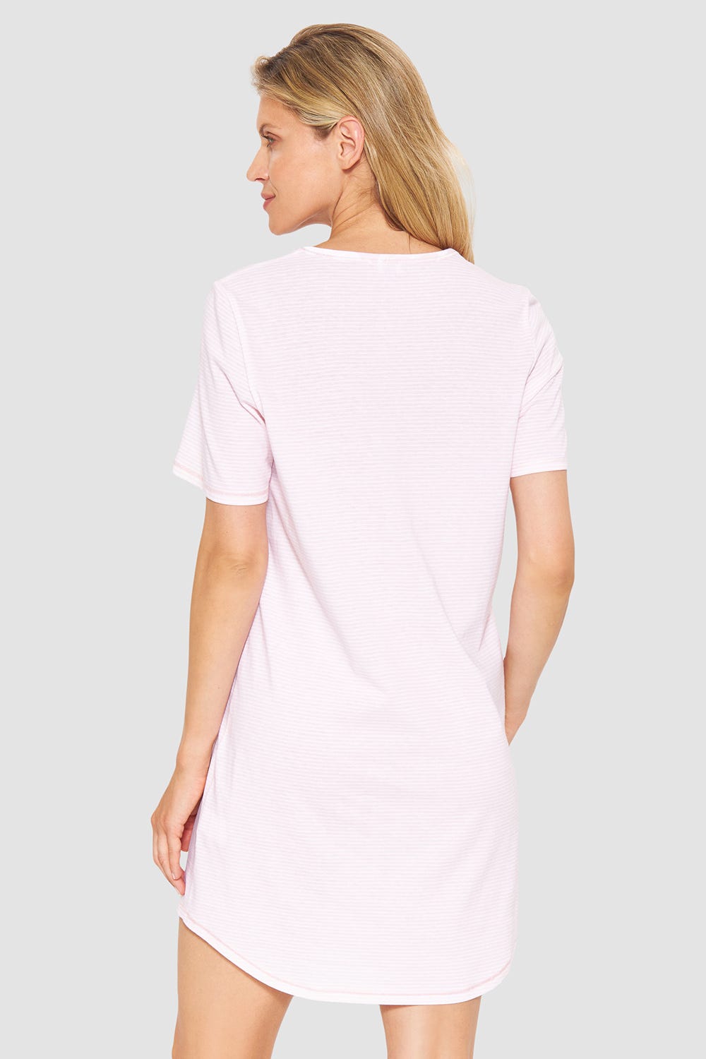 r-sch-be-happy-nachthemd-knielang-rosa-streifen-kurzarm image 3