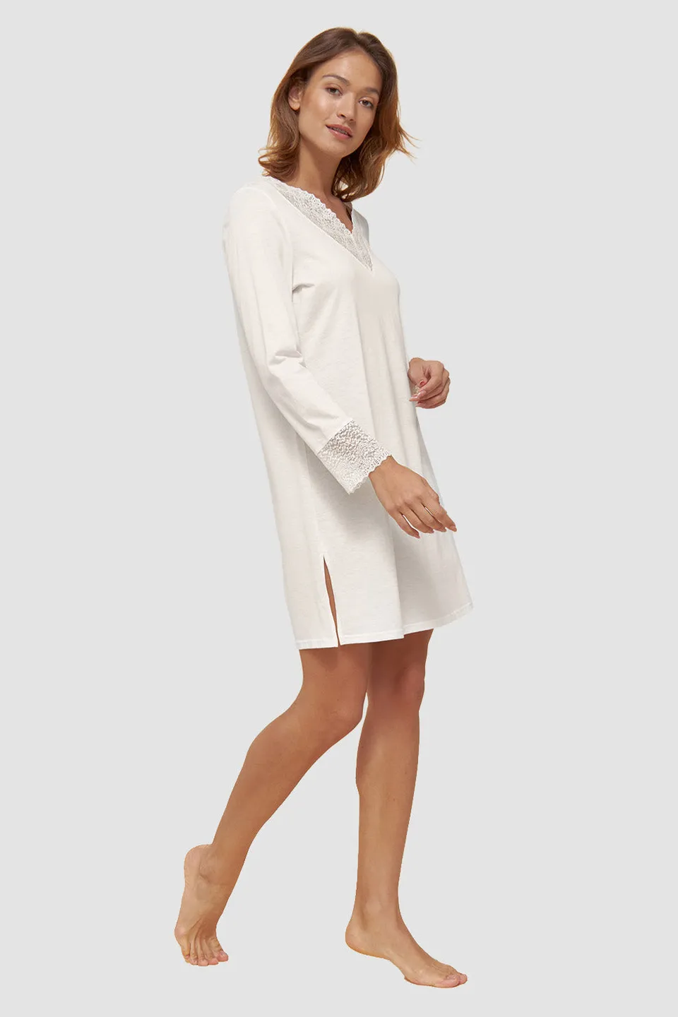 r-sch-be-happy-nachthemd-knielang-spitze-creme-langarm image 1