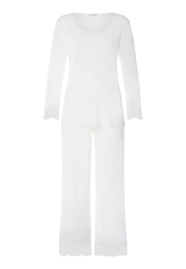 hanro-cira-pyjama-set-off-white-tencel-modal-spitze image 1