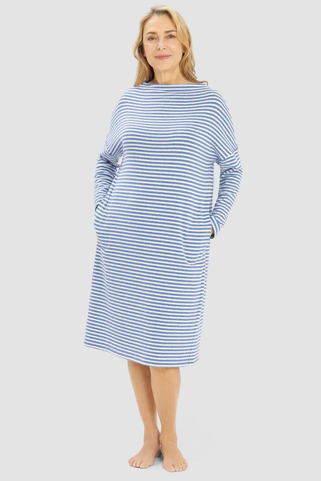 r-sch-be-happy-hauskleid-knielang-blau-ringel image 1