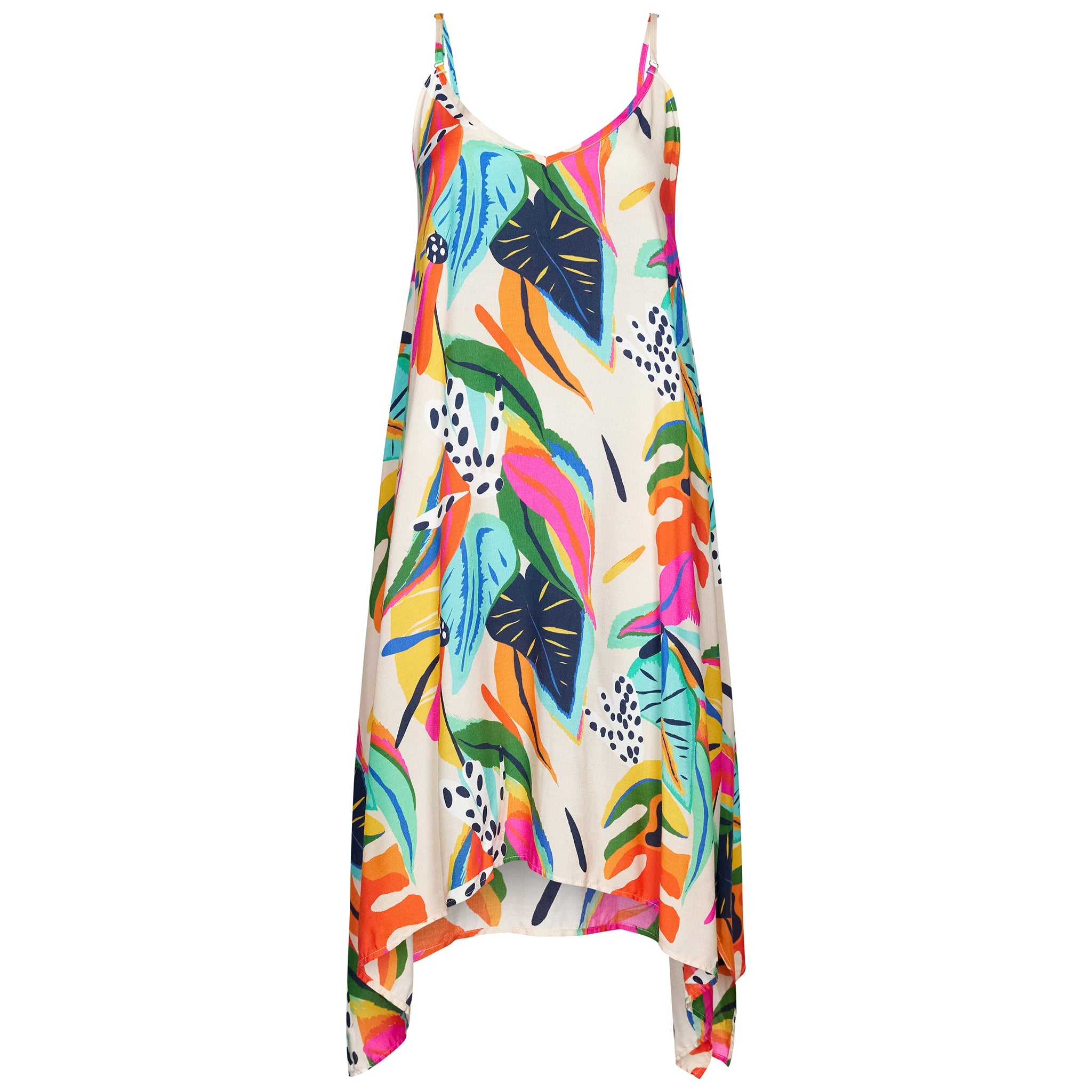 pastunette-beach-marbella-strandkleid-creme-bl-tter-viskose image 1