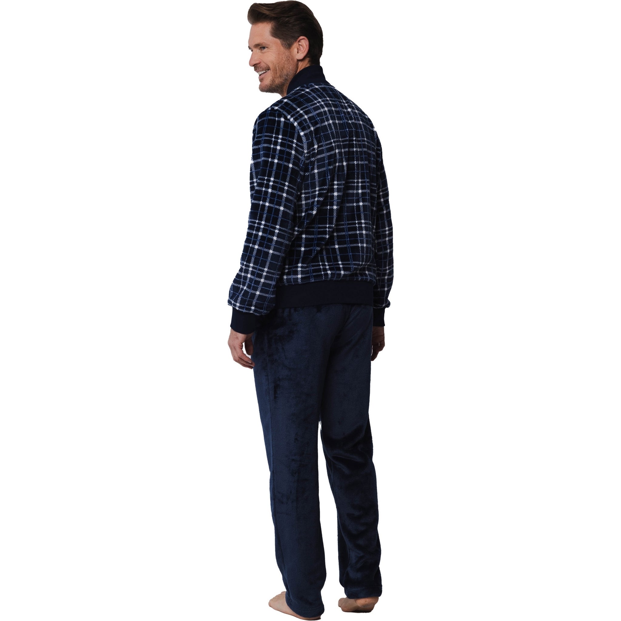 pastunette-twist-hausanzug-herren-fleece-blau-kariert image 4