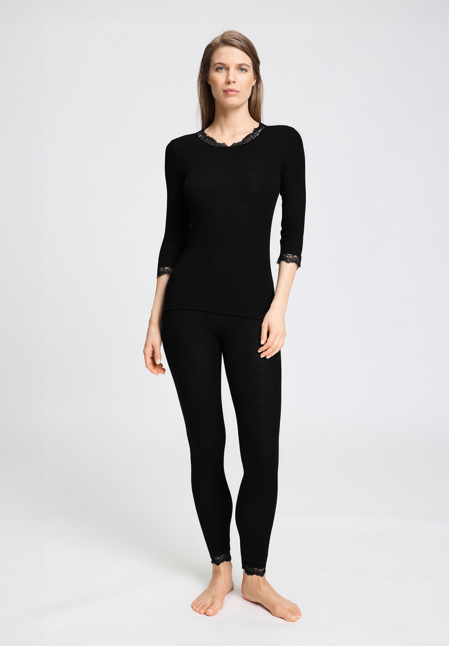 hanro-woolen-lace-leggings-schwarz-wolle-seide-spitze image 5
