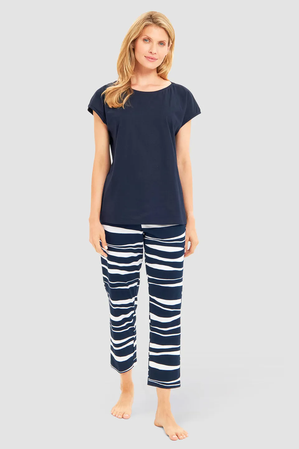 r-sch-be-happy-pyjama-7-8-schlafanzug-blau-zebra-kurzarm image 1