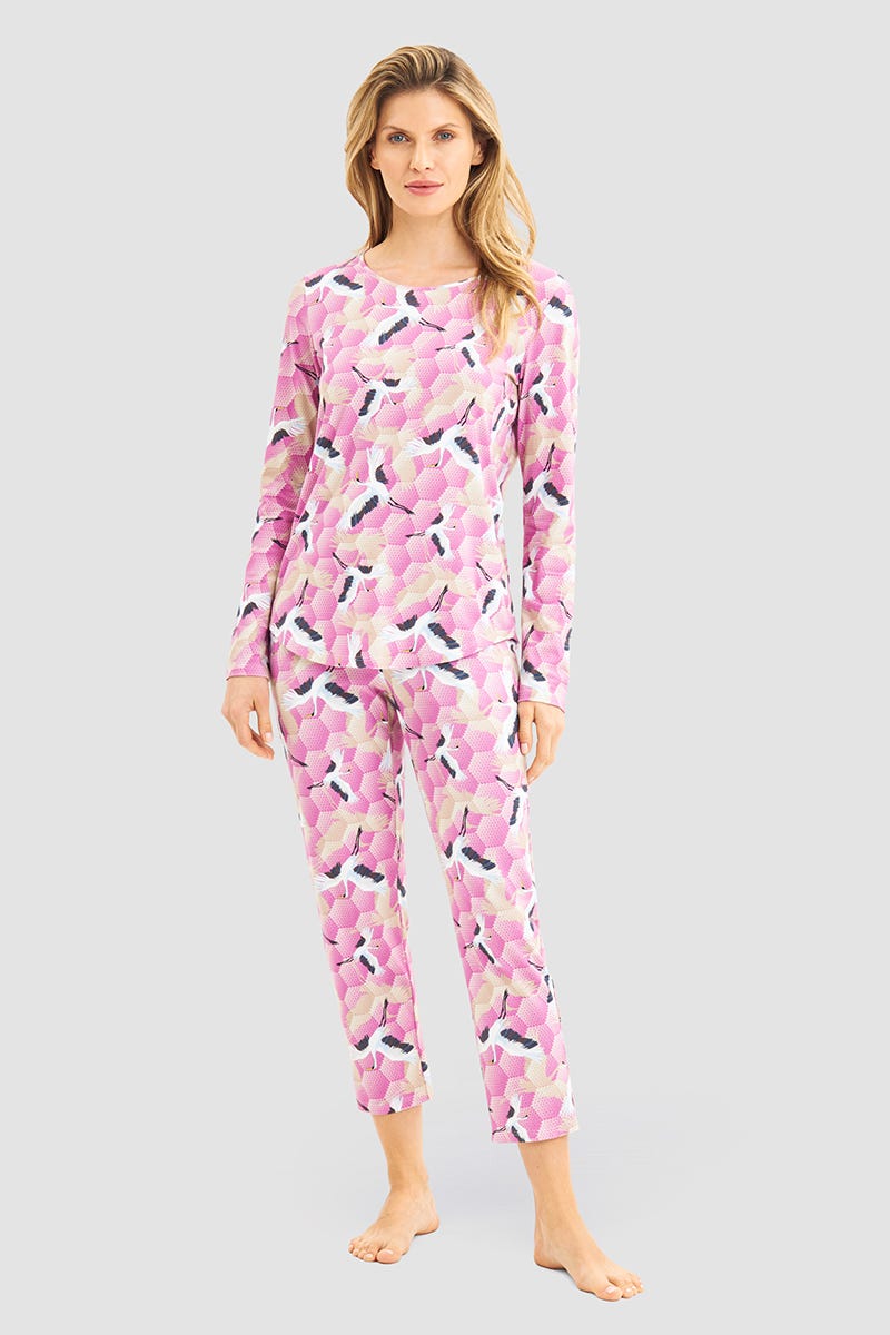 r-sch-be-happy-shirt-langarm-pink-schlafshirt-kraniche image 4