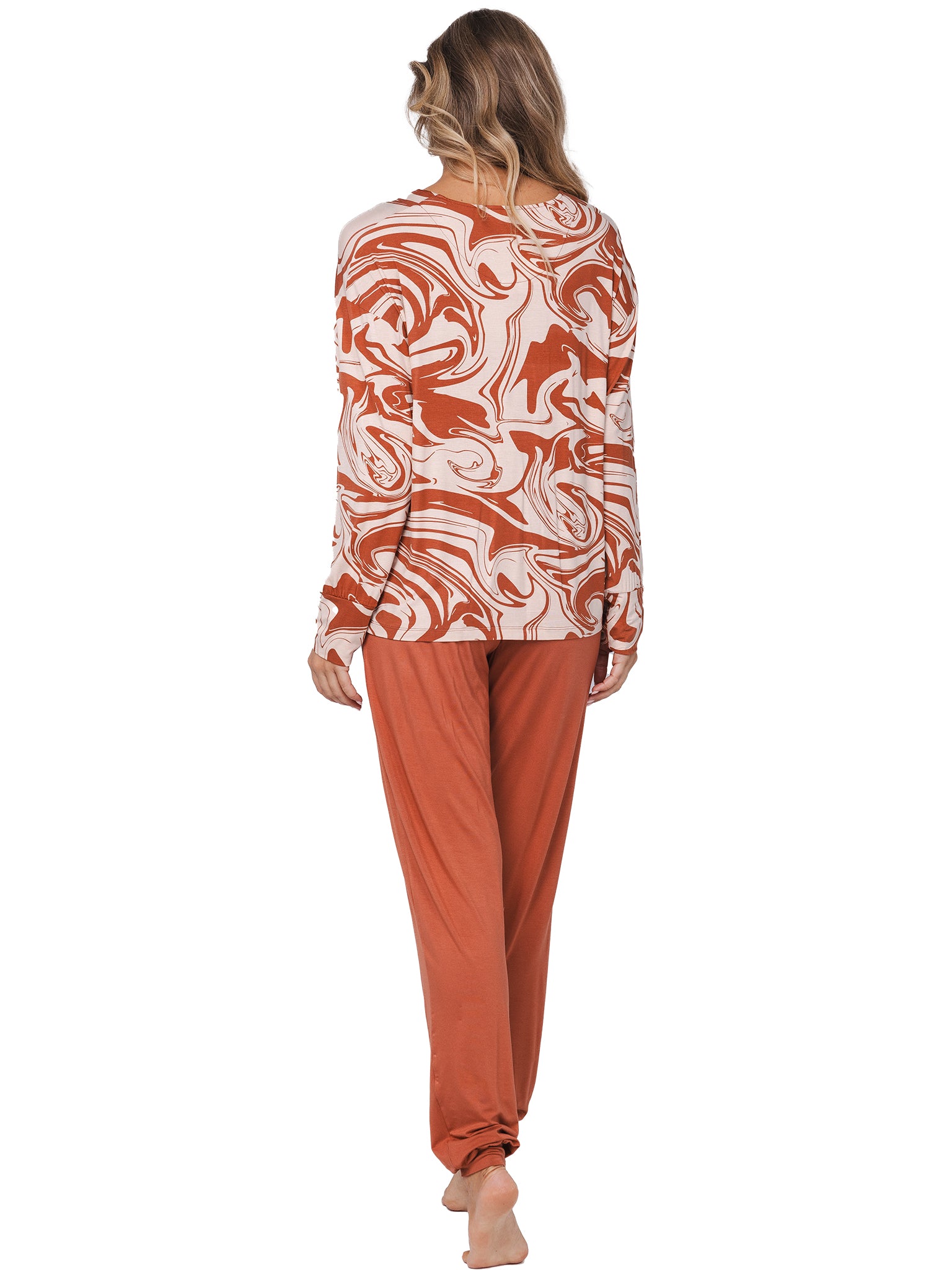pastunette-premium-eternal-pyjama-braun-viskose-marmor-print image 4