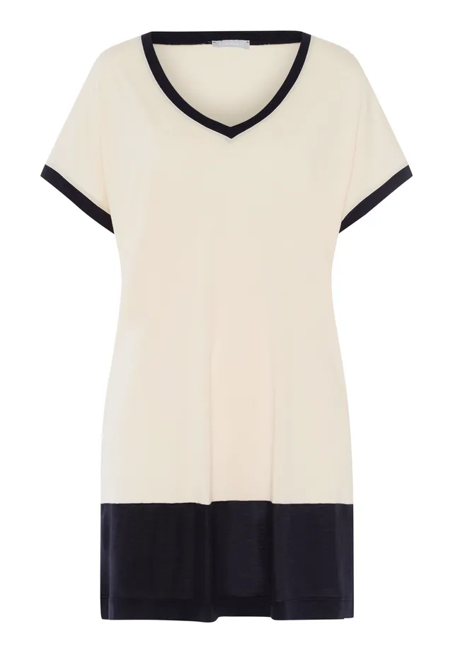 hanro-laura-nachthemd-85cm-antique-white-kurzarm image 1