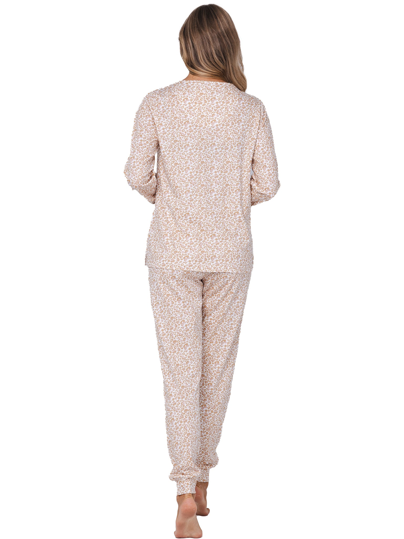 pastunette-beige-animal-pyjama-beige-bio-baumwolle-langarm image 4