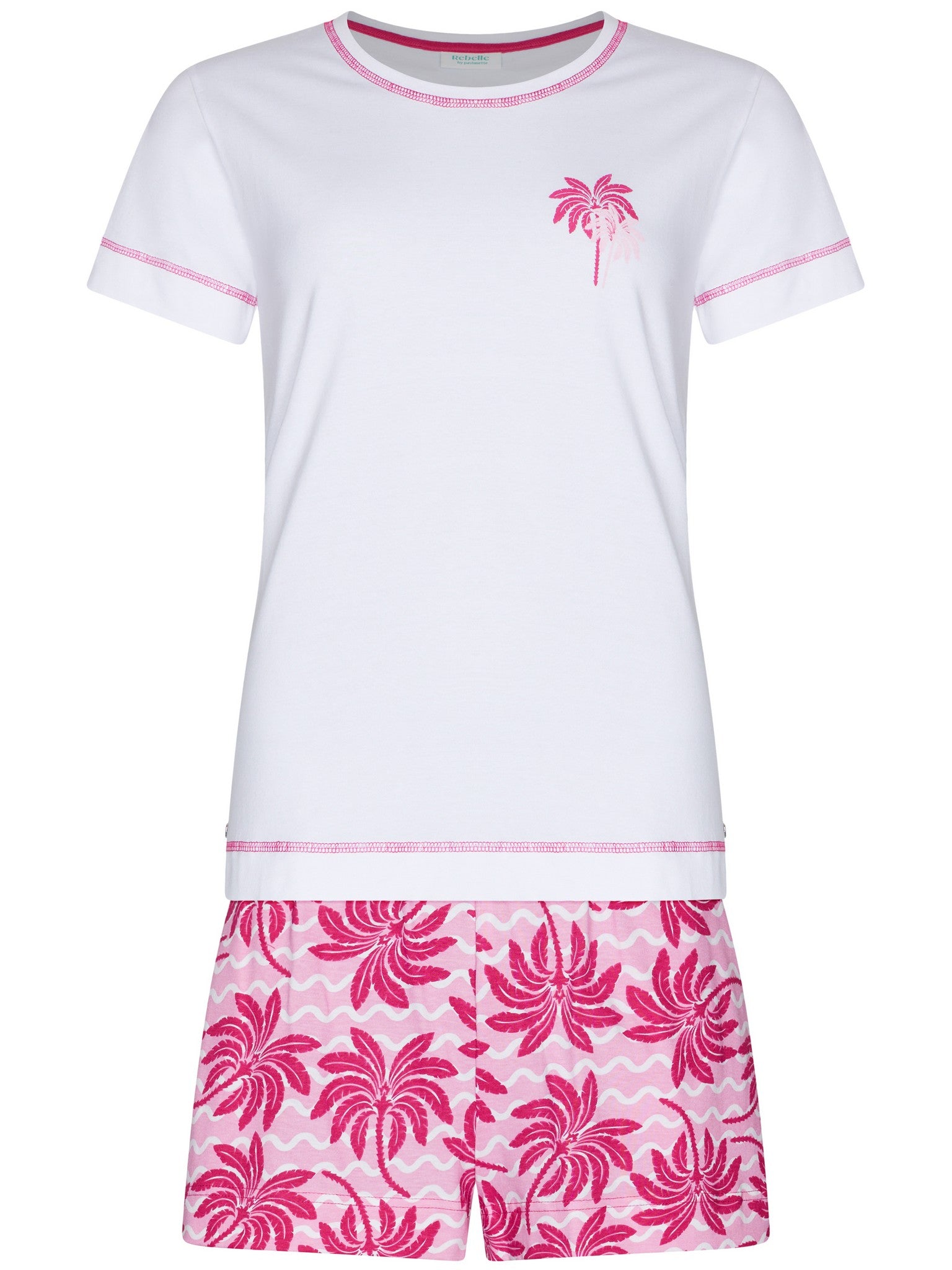pastunette-myrebelle-palm-springs-short-pyjama-wei-bio-baumwolle image 1