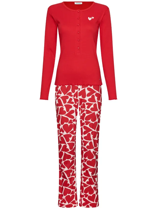 myrebelle-endless-love-damen-pyjama-rot-herz-bio-baumwolle image 1