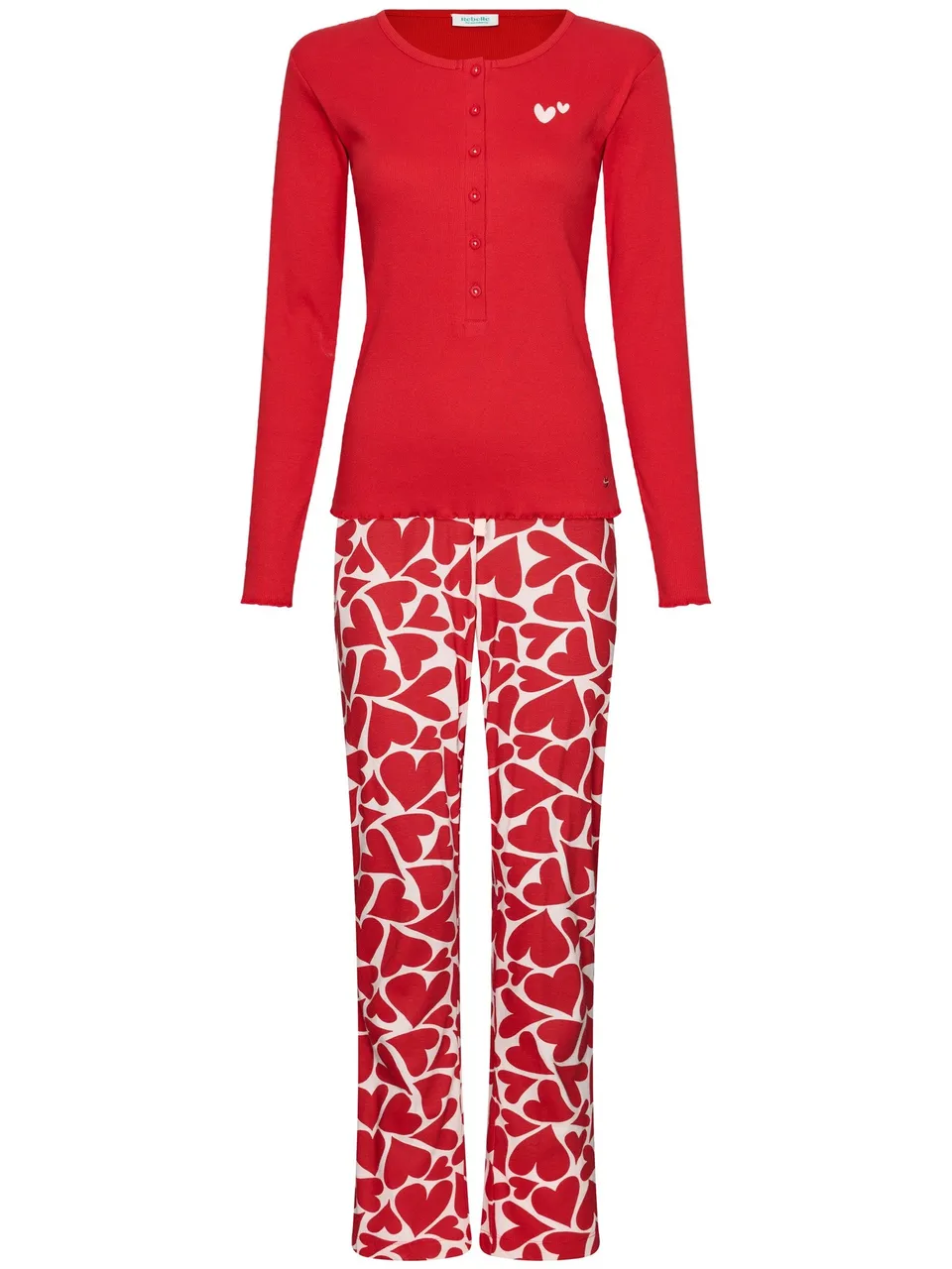 myrebelle-endless-love-damen-pyjama-rot-herz-bio-baumwolle image 1