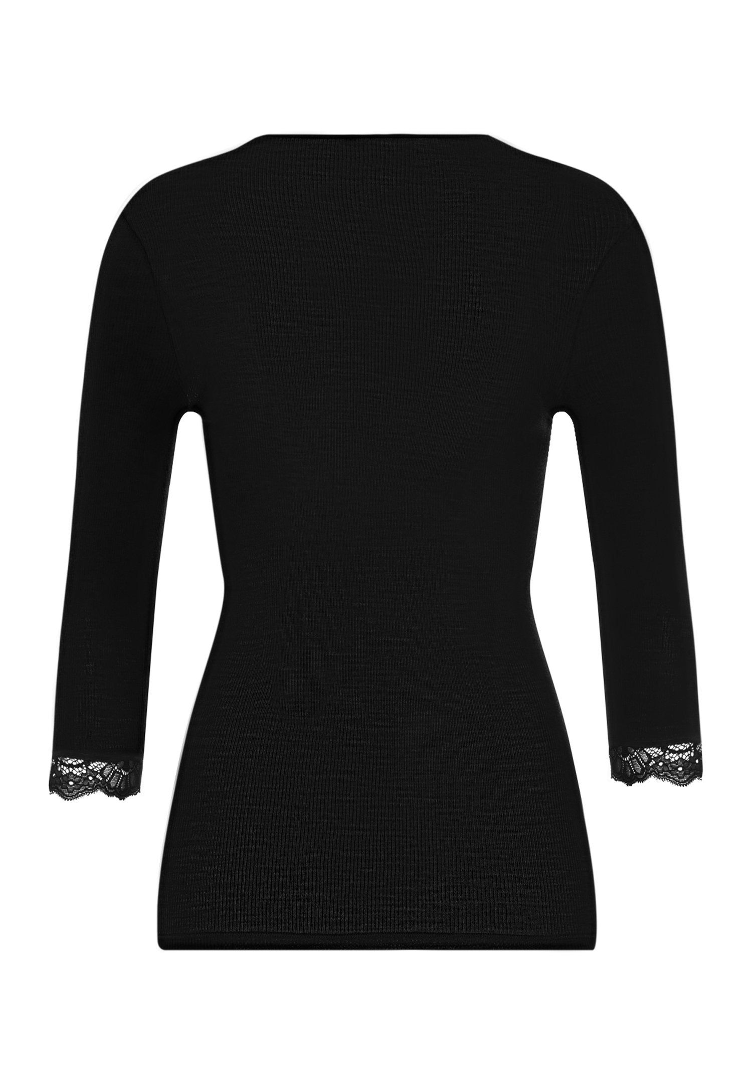 hanro-woolen-lace-shirt-3-4-arm-schwarz-wolle-seide image 3