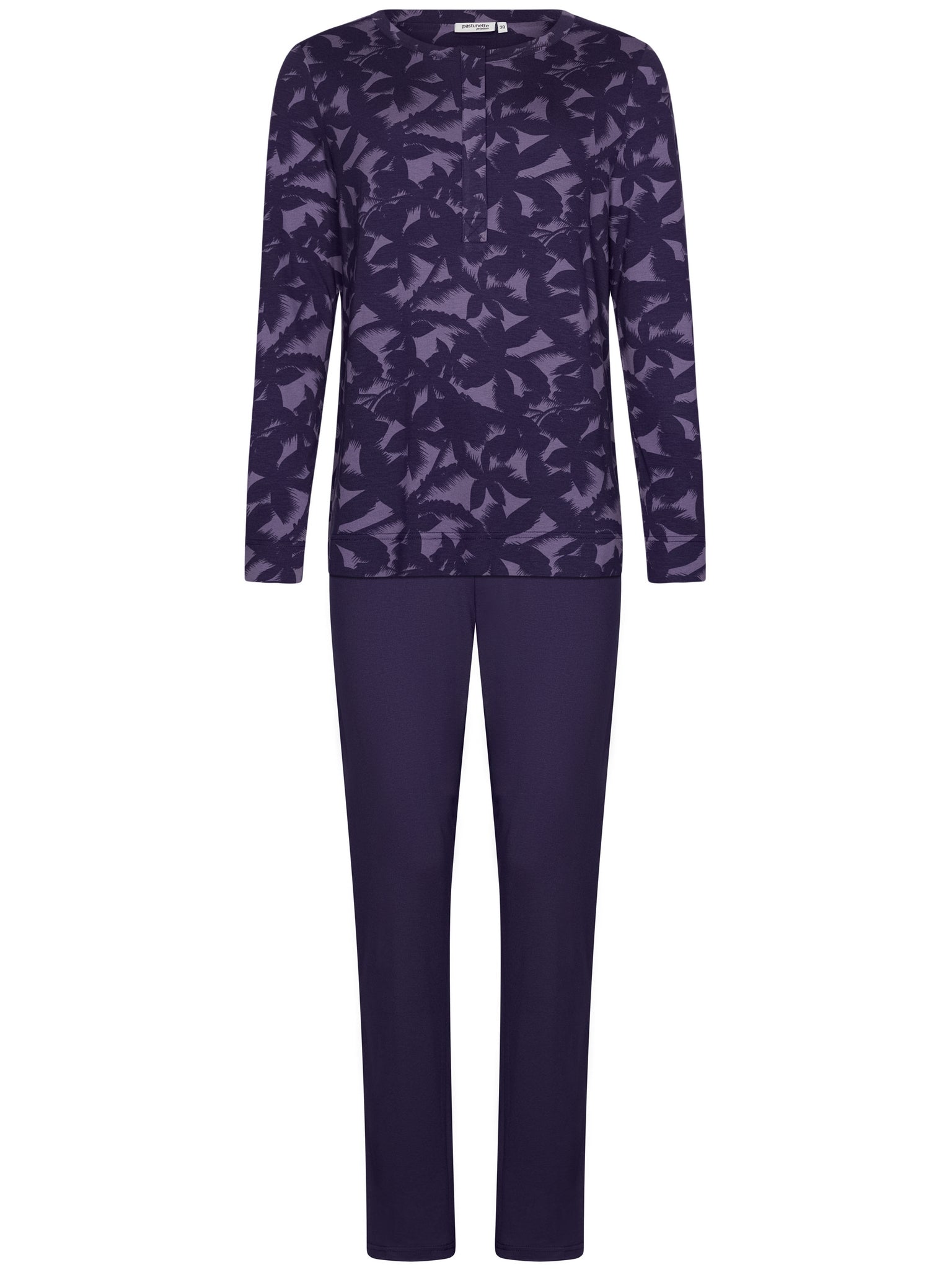 pastunette-premium-dark-orchid-pyjama-lila-blume-langarm image 1
