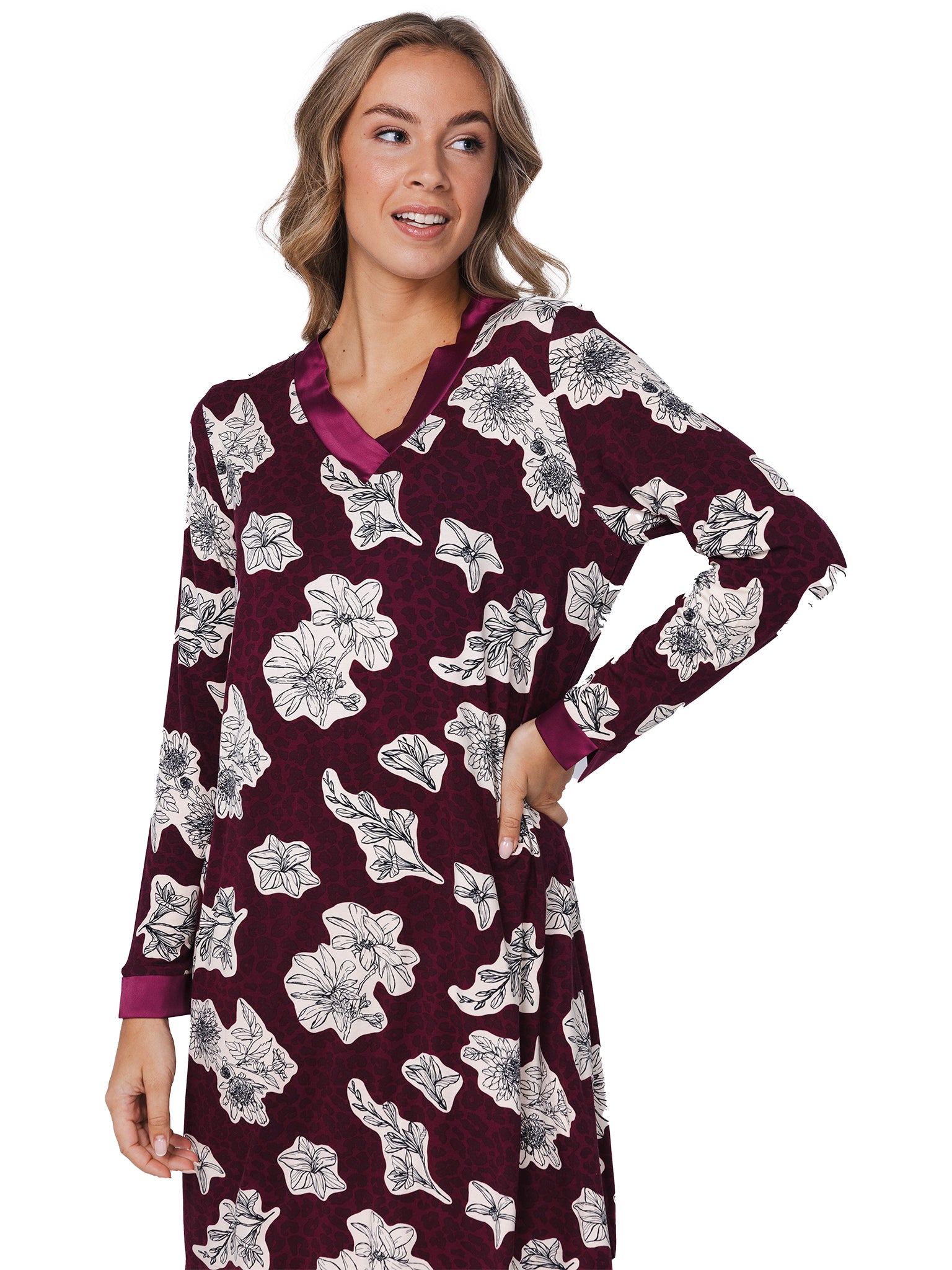 pastunette-premium-burgundy-dream-nachthemd-rot-blume image 4