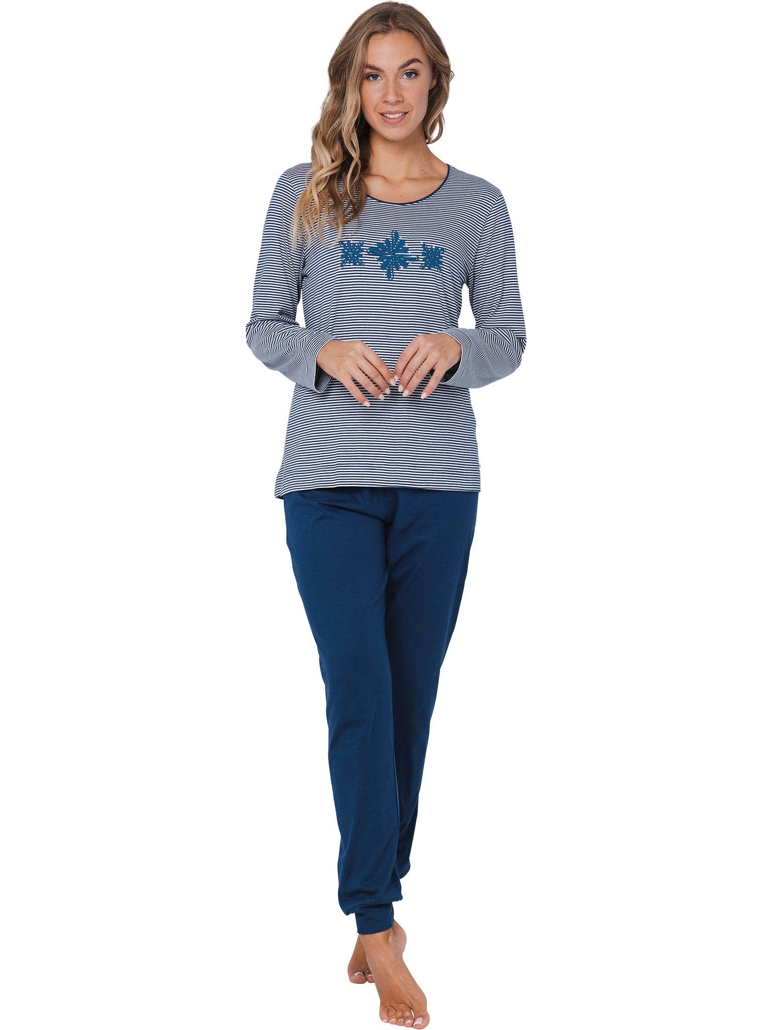 pastunette-blue-bloom-damen-pyjama-blau-bio-baumwolle image 3