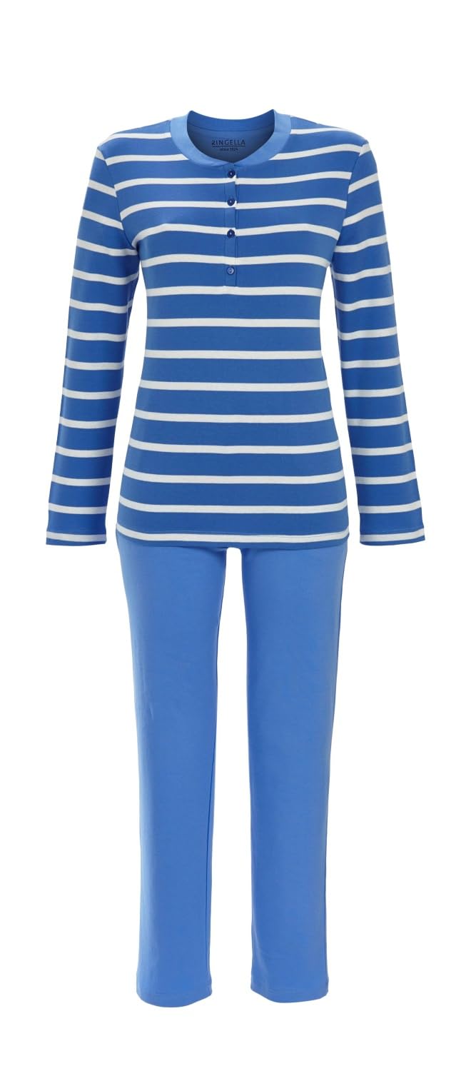 ringella-damen-pyjama-langarm-interlock-baumwolle-geringelt image 1