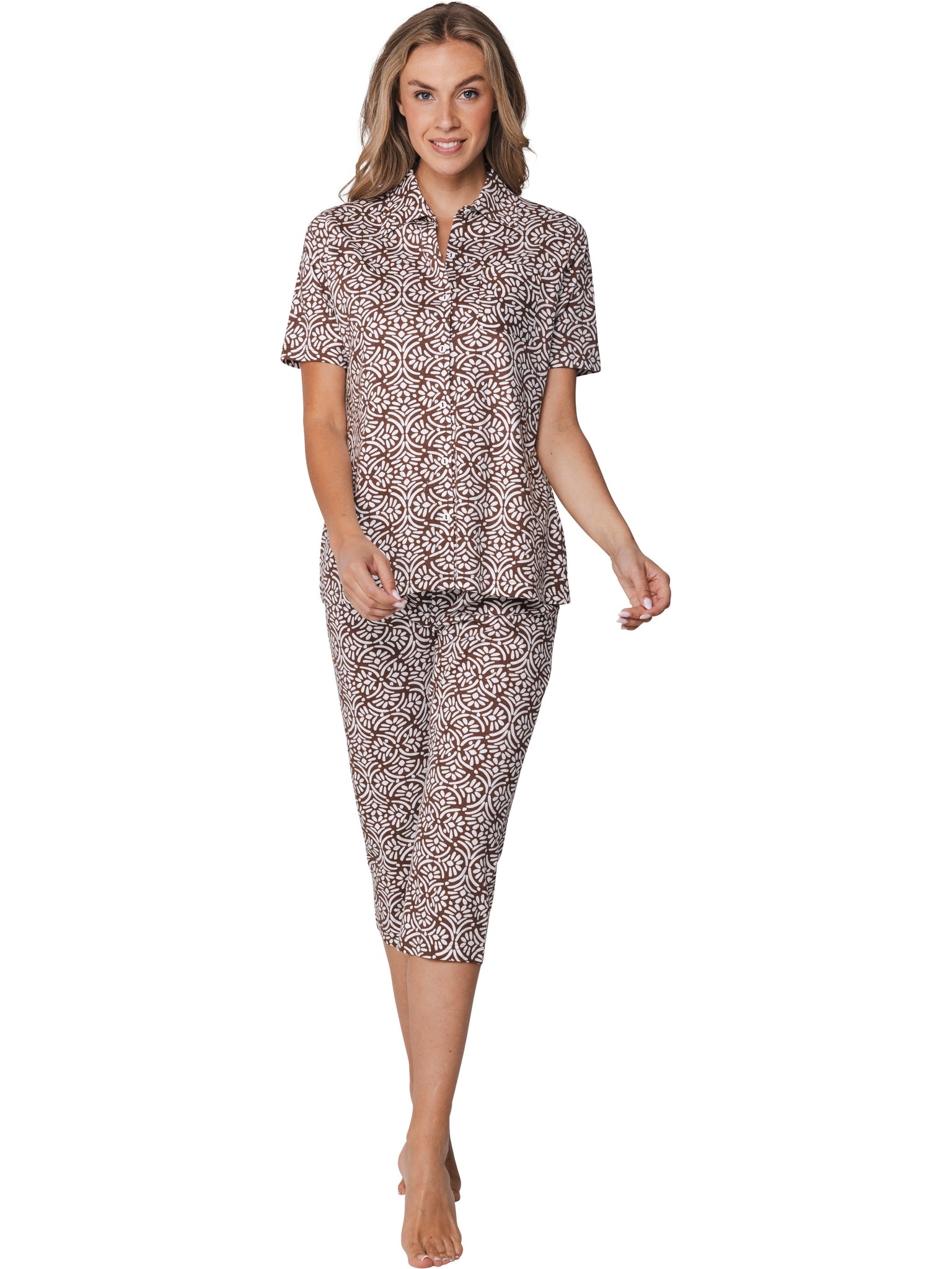 pastunette-terra-luna-pyjama-braun-wei-durchknopf-bio image 3