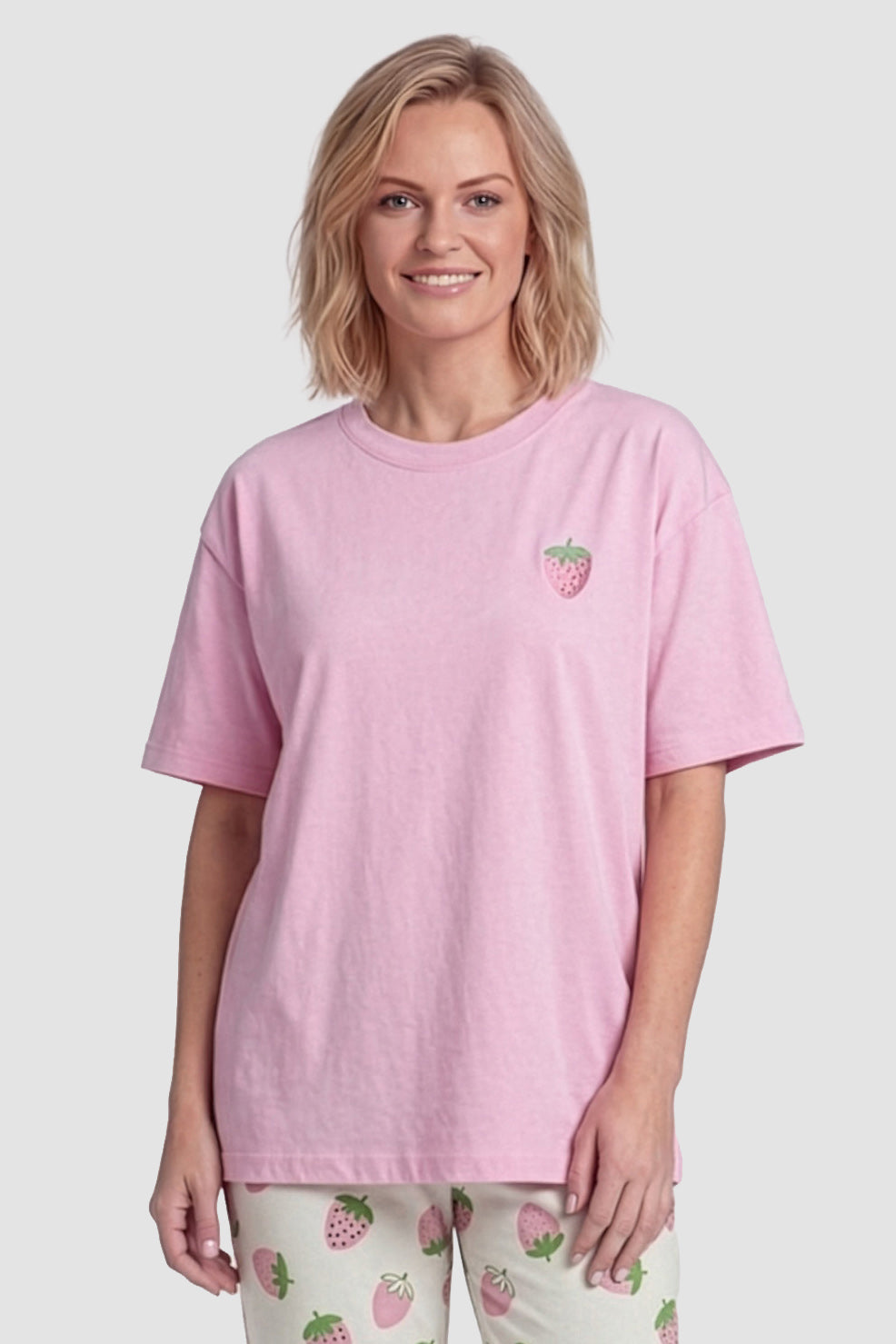 r-sch-be-happy-shirt-kurzarm-erdbeere-rosa-baumwolle image 1