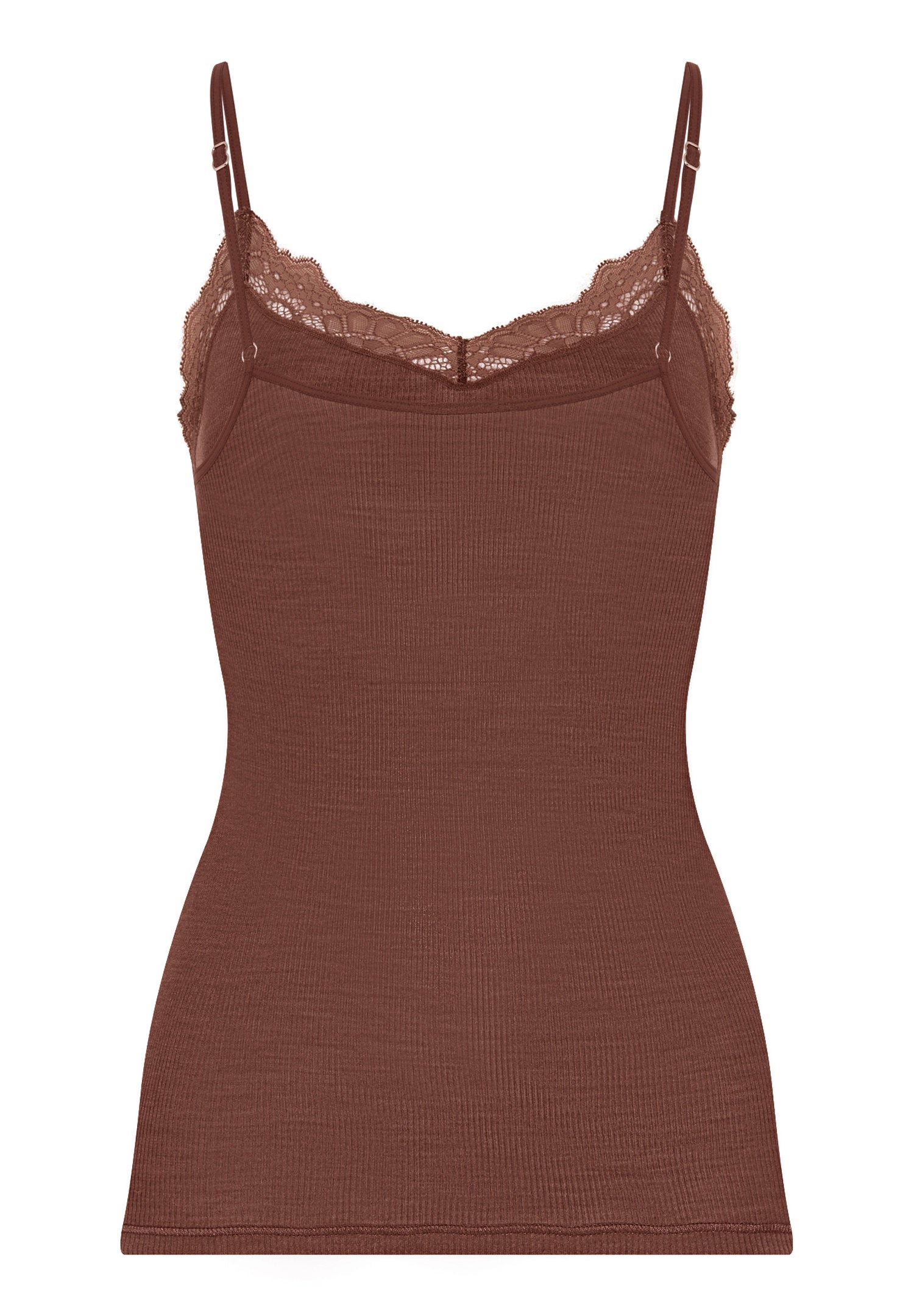hanro-woolen-lace-spaghettitop-cinnamon-spitze image 3