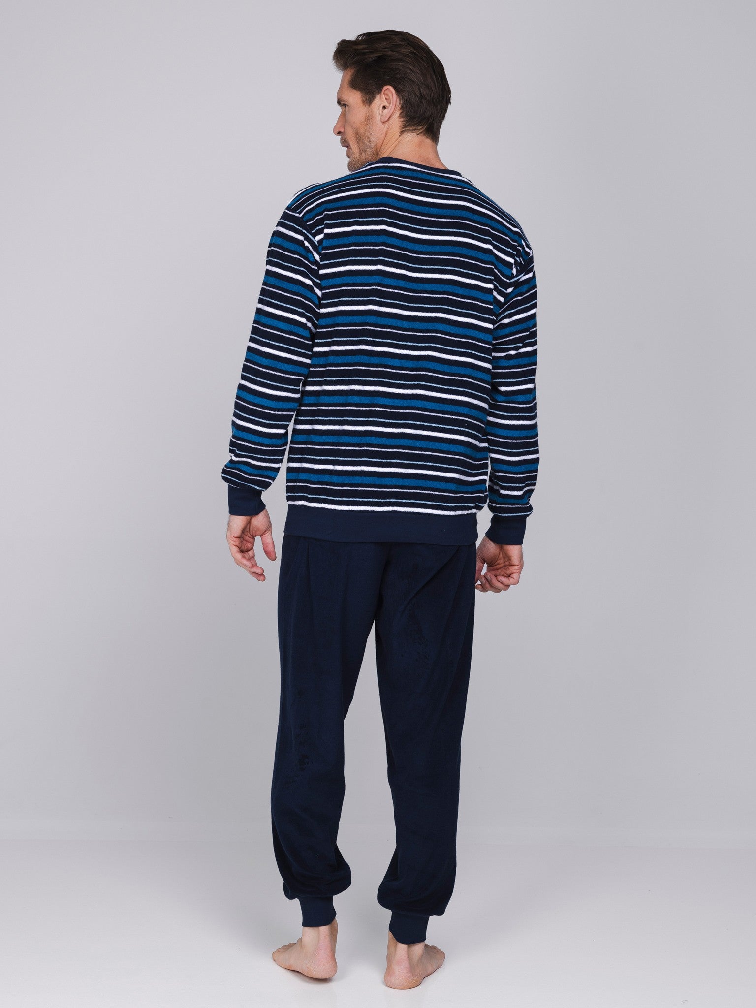 robson-stripes-herrenpyjama-blau-frottee-langarm image 2
