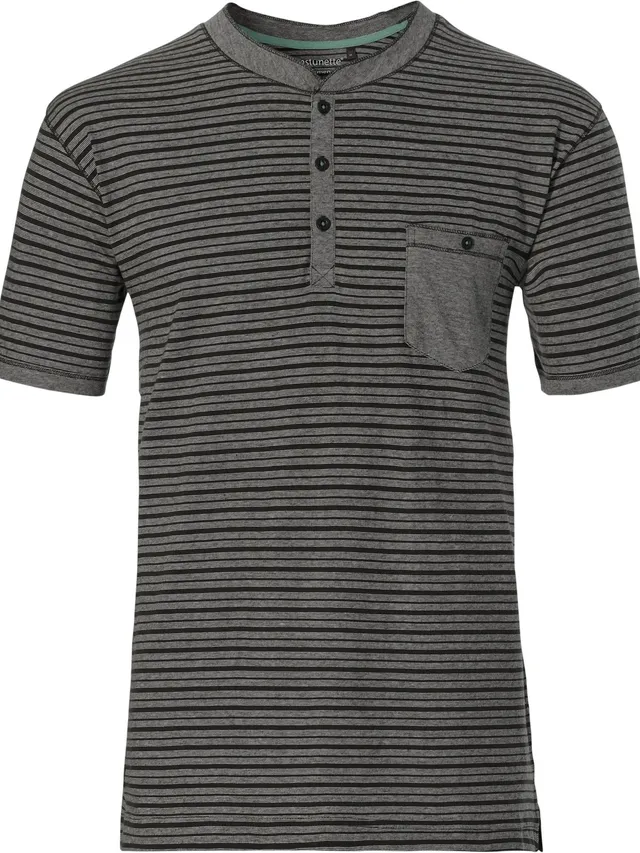 pastunette-top-kurzarm-shirt-grau-gestreift-baumwolle image 1